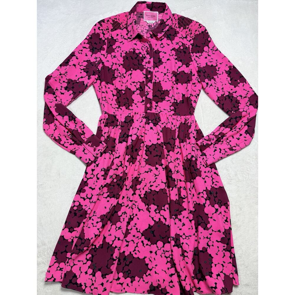 Kate Spade Spring Floral Smock Waist Midi Dress Sz 4 Pink Grandmillennial Remix